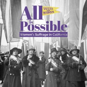 Women suffragists marching in street