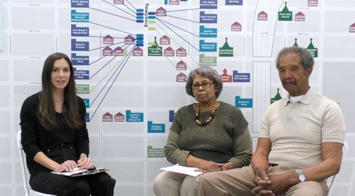 SMHM Archivist Sara Crown in conversation with QRC founders Carolyn and Bill Edwards.