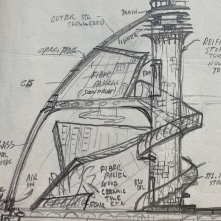 Architectural sketch in pencil