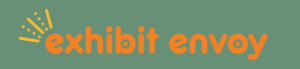 Exhibit Envoy text logo with orange letters