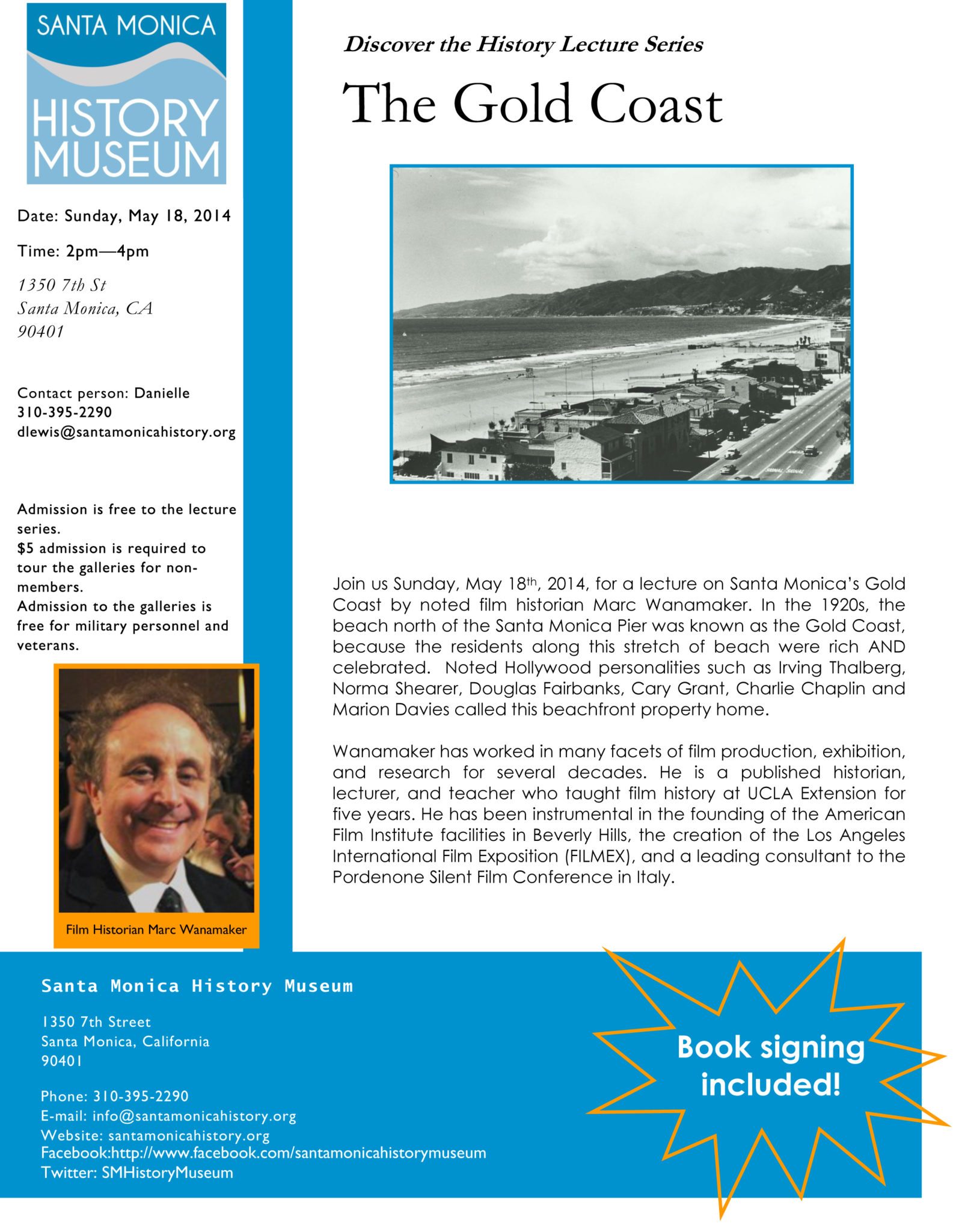 Discover the History flyer for lecture "The Gold Coast"