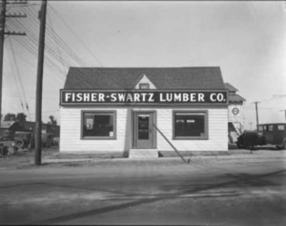 Front entrance to Fisher-Swartz Lumber
