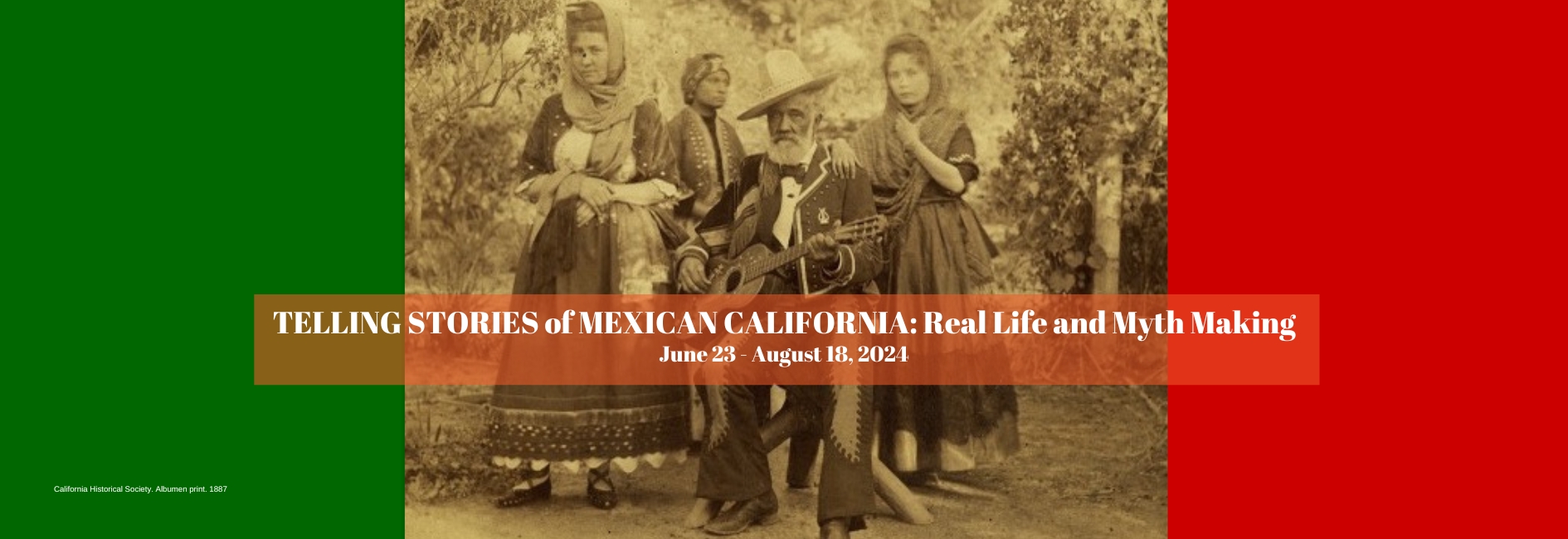 Historical image of mexican family with red and green blocks on the edge