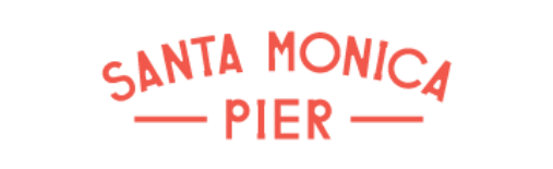 Santa Monica Pier logo in bright orange text