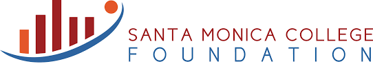 Santa Monica College Foundation graphic logo text in brown and blue