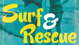 Book cover for Surf & Rescue - two men on beach with surfboards
