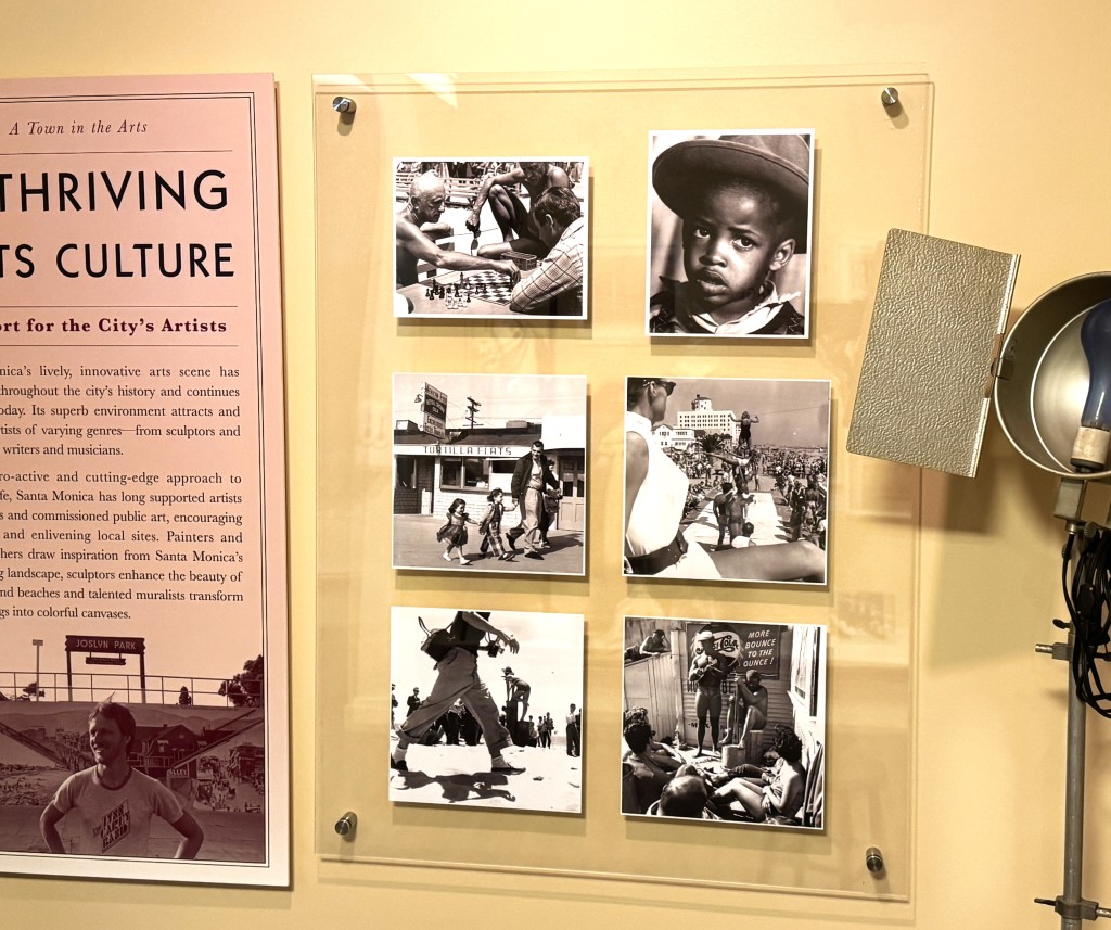 gallery photo for exhibits representign a town in the arts, black and white photos with text.