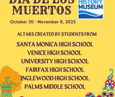 yellow background with skulls and flowers with listing of schools participating in the program described on the webpage