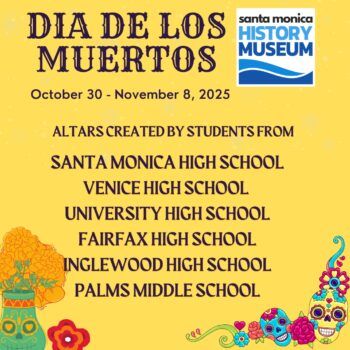 yellow background with skulls and flowers with listing of schools participating in the program described on the webpage