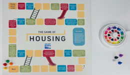 Game board created for the exhibition UnHoused at Santa Monica History Museum