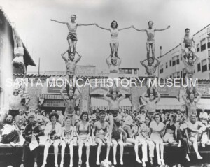 Gymnasts Balancing at Muscle Beach on a platform