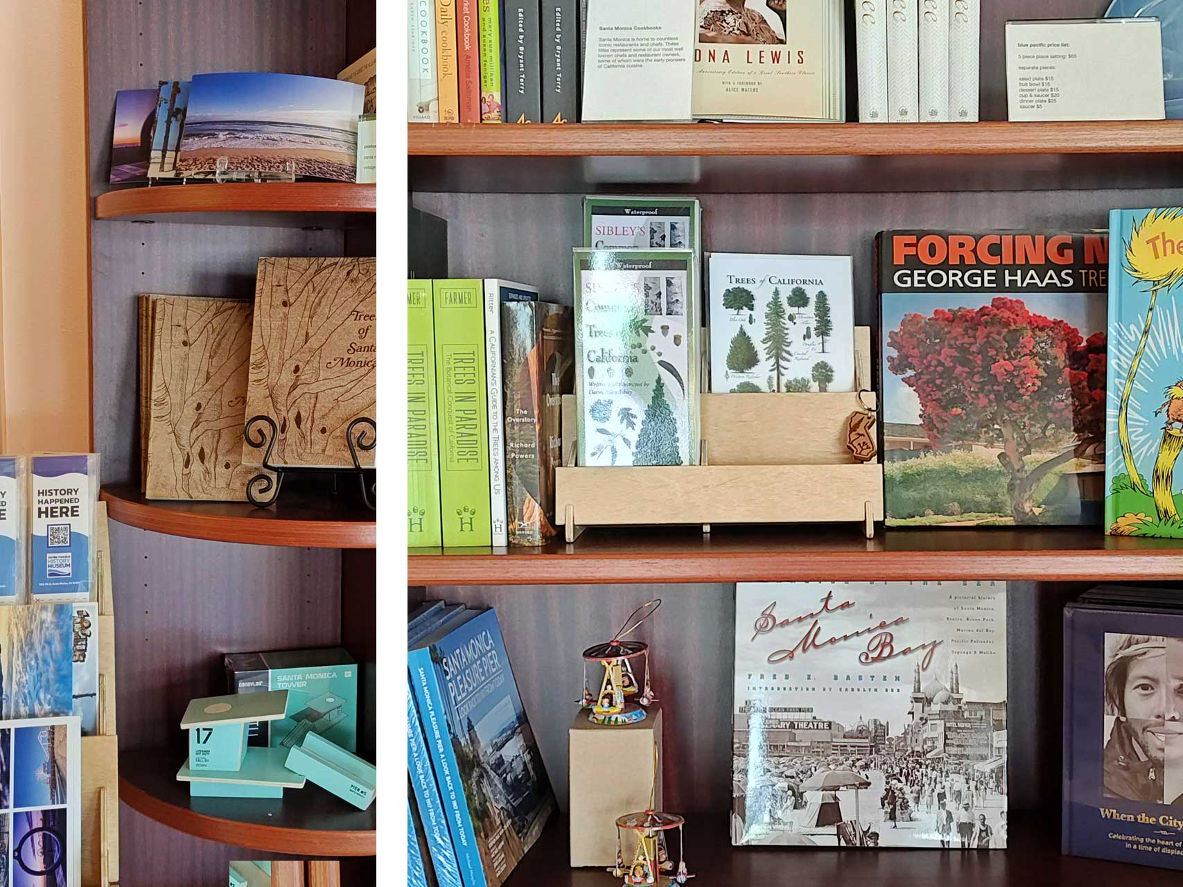 Museum shop display of books and products